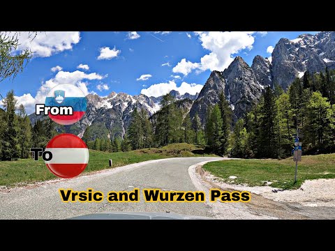 Driving from Slovenia to Austria starting from Vrsic Pass to Wurzen Pass mountain road