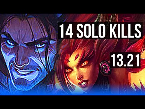 SYLAS vs ZYRA (MID) | 14 solo kills, Legendary, 21/2/5, 700+ games, 1.3M mastery | NA Master | 13.21