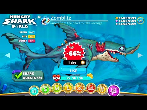 GOT NEW ENEMY ZOMBIE SHARK 66% OFF - Hungry Shark World || Hungry sharks