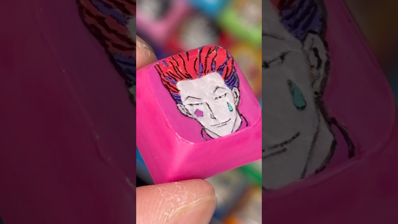 3/18【:;】キーキャップに「ヒソカ」を描いてみた〜手描きカスタムキーキャップ制作過程〜　#キーキャップ #手描き #hunterxhunter #LETSRESIN