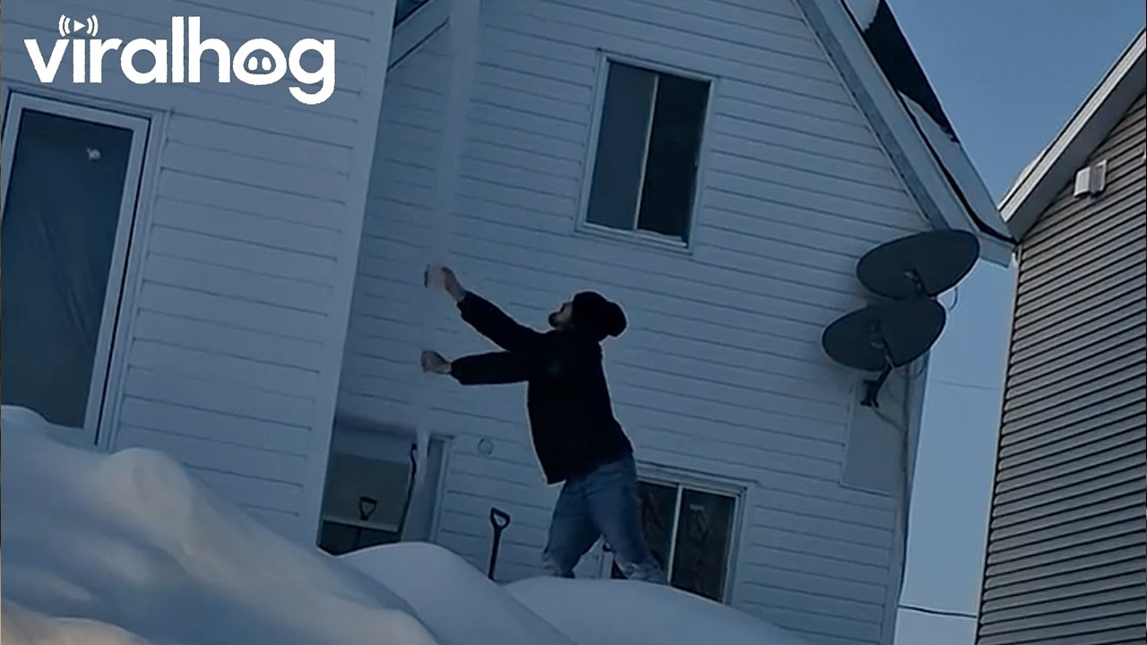 Fumbling The Giant Icicle || ViralHog