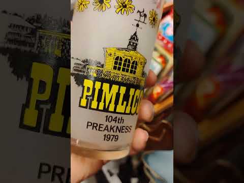 Pimlico (1979) Kentucky Derby Horse Racing Glass Vintage - Collecting, Antique Store - The Preakness