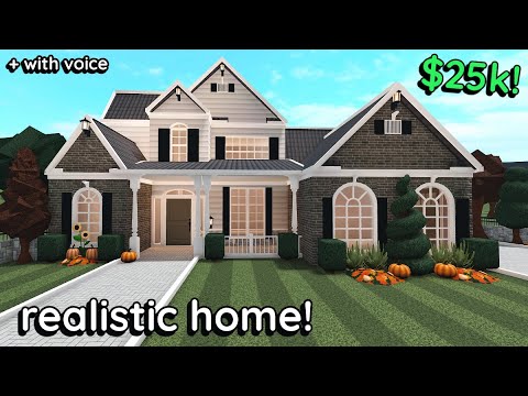 25k Realistic Bloxburg House Build: 2 Story Modern Tutorial *WITH VOICE*