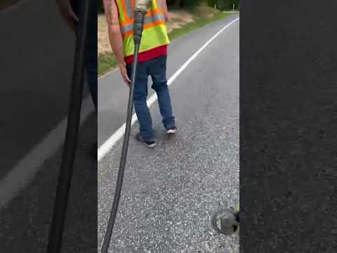 Blowand man In the flesh #cracksealing #tar  #roadconstruction #crackseal #asphalt