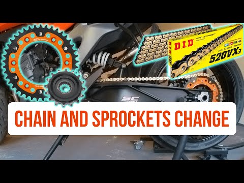 KTM DUKE 790 | Chain and sprockets change 2024 | DID 520VX3 PowerParts Sprocket (SuperSprox Orange)