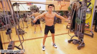 Standing crosses on a high cable pulley - Cruces de pie en polea alta