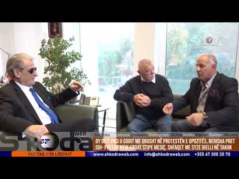 ShkodraWeb | Dy ditë pas goditjes me grusht Berisha shfaqet me syze dielli në takim me Stipe Mesic