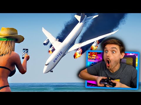 HUGE Boeing 747 plane CRASH on a beach in GTA 5!