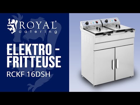 Video - Elektro-Doppel-Fritteuse - 2 x 16 l - 12 000 W - 400 V - Unterschrank - Ablasshahn - Royal Catering