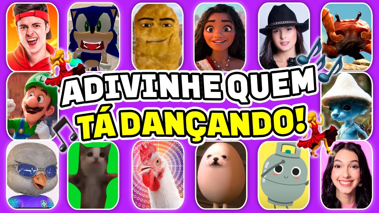 ADIVINHE QUEM TÁ DANÇANDO!💃🎵 Sonic, Gegagedigedagedago, Enaldinho, Luluca, Ó U Gás, Smurf Cat, Moana