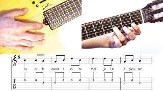 ya la claire fontaine - Tuto Guitare - Tab - Solfy¨ge - Paroles