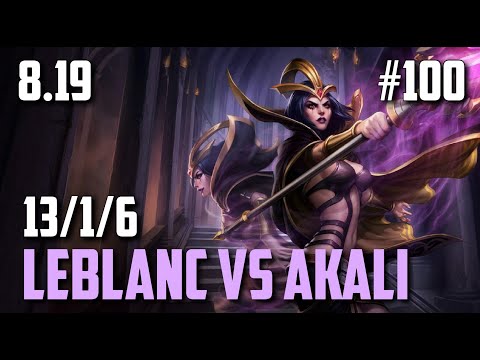 Leblanc vs Akali Mid, Full Mejai Carry 13/1/6 | League of Legends #100 Patch 8.19