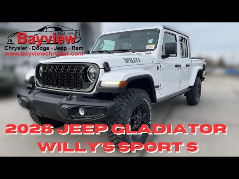2026 Jeep Gladiator Willys 4x4 in White for sale at Bayview Chrysler Dodge Jeep Ram in Sarnia, ON