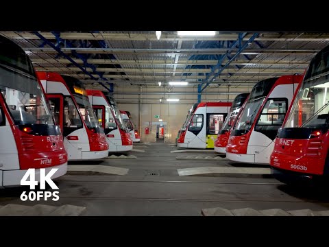 Into the maintenance workshop | 🚊 HTM Line 11 | 🇳🇱 The Hague | 4K Tram Cabview | Siemens Avenio