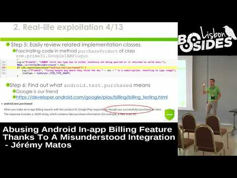 BSides Lisbon 2017 - Abusing Android In-app Billing feature (...) by Jérémy Matos