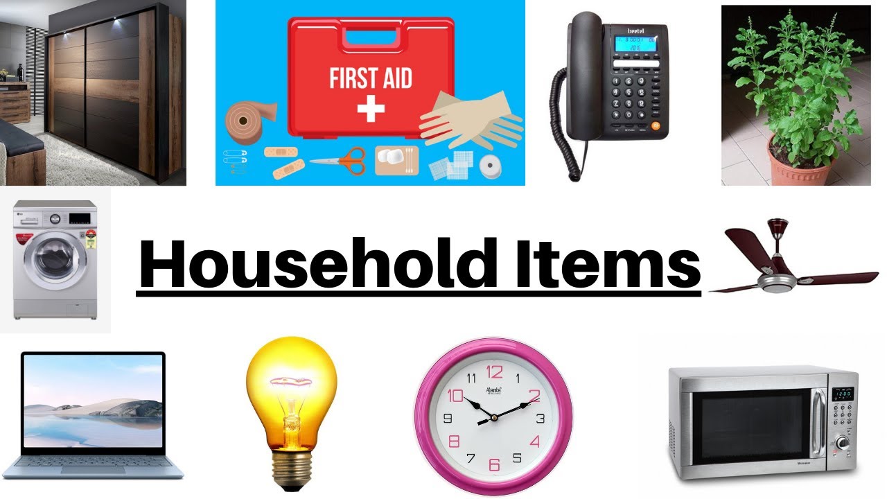 English Vocabulary - HOUSEHOLD ITEMS with Pictures | Kids Vocabulary |  MOMCOMFAMILY