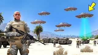 HUGE ALIEN UFO INVASION !!! CAN THE ARMY SAVE US? GTA V MODS