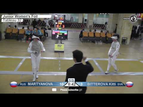 FE W F Individual Juniors Plovdiv BUL ZC Europe 2017 T32 16 yellow MARTYANOVA RUS vs BITTEROVA SVK