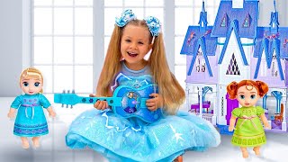 Diana Plays with Disney Frozen Toy Guitar and other Frozen toys Mp4 3GP & Mp3