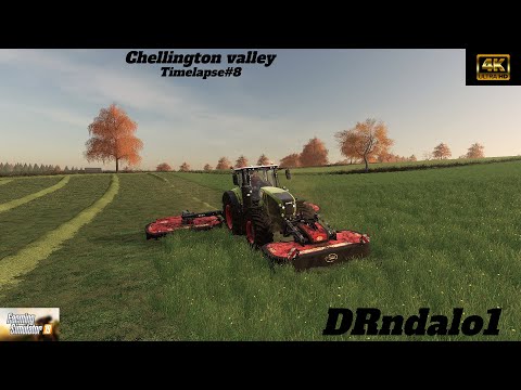 FS19 Mowing grass&making grass silage bales, contracting | Chellington Valley | Timelapse #8