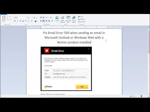 Fix Email Error 550 when sending email using Outlook/Mail w/ Norton installed Video