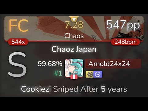 Arnold24x24 | ParagonX9 - Chaoz Japan [Chaos] +HDDT 99.68% {#1 547pp FC} - osu!