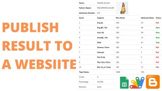 How to publish student result in blogger website using google appscript