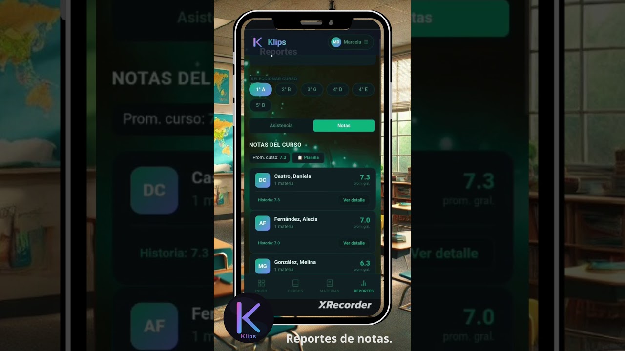 Reportes de notas en Klip