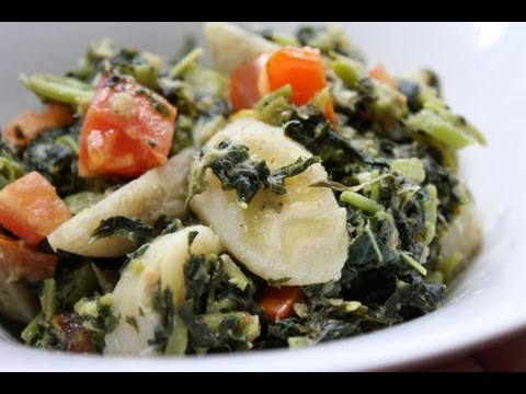Jamaican Callaloo With Green Bananas & Coconut Milk