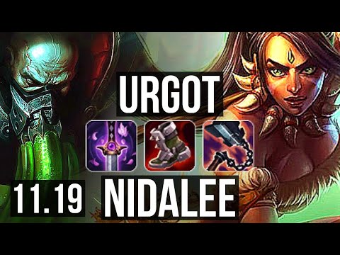 URGOT vs NIDALEE (JUNGLE) | 1700+ games, 6/1/2, 1.0M mastery | KR Diamond | v11.19