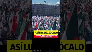 Así luce el Zócalo previo al mensaje de la presidenta Claudia Sheinbaum