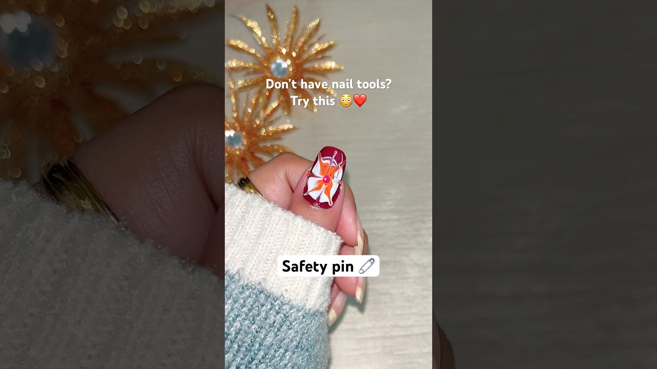 No tools?? Try this safety pin hack for nail art 🧷💅 #nails #nailart #shorts #diynails