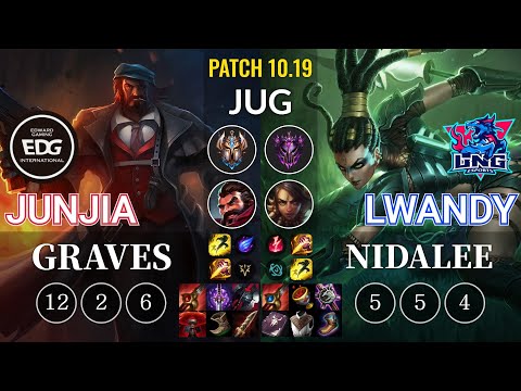 EDG JunJia Graves vs LNG lwandy Nidalee Jungle - KR Patch 10.19