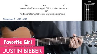 Favorite Girl - Justin Bieber | Easy Guitar Tutorial with Chords & Lyrics | Easy Chords