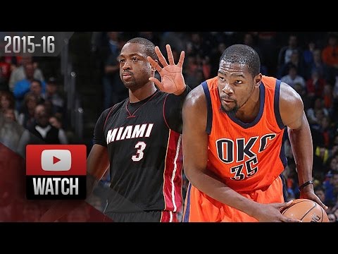 Kevin Durant vs Dwyane Wade DUEL Highlights (2016.01.17) Thunder vs Heat - 46 Pts!