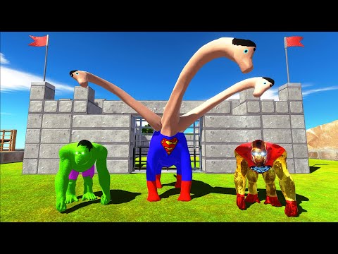 DEATH RUN CASTLE vs HYDRA SUPERMAN BRACHIOSAURUS - Animal Revolt Battle Simulator