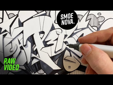 Real time GRAFFITI SKETCH on PAPER painting with helpful VOICE OVER