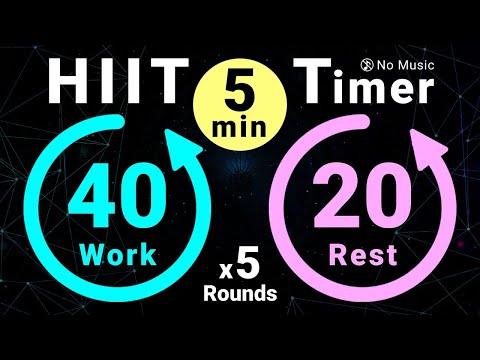 5-Minute HIIT Timer: 40s Work / 20s Rest - 5 Rounds (No Music)