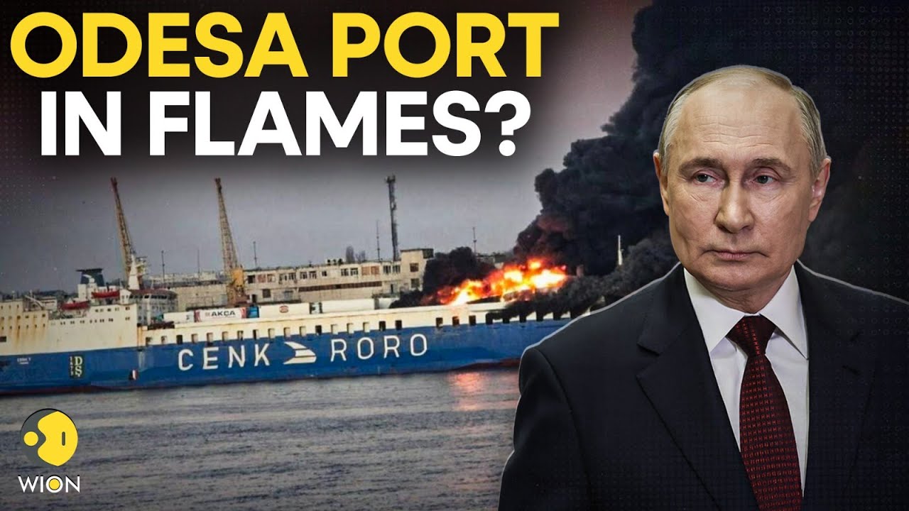 Russia Strikes Odesa LIVE: Odesa Under Siege: Russian Strikes Turn Turkish Cargo into Flames | WION