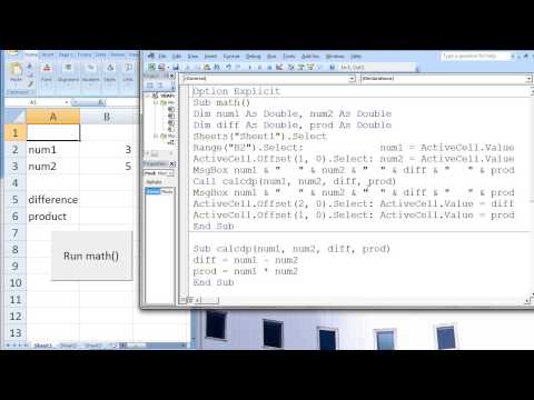 Excel VBA Topic 4.1.1 - Example, Calling a Sub Procedure
