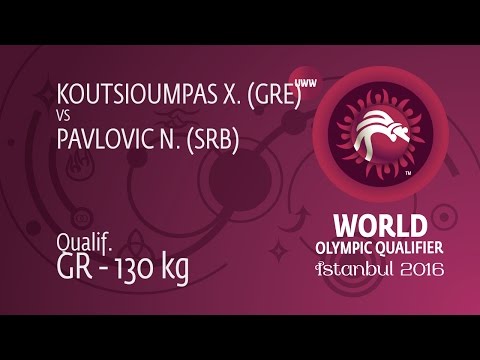 Qual. GR - 130 kg: X. KOUTSIOUMPAS (GRE) df. N. PAVLOVIC (SRB) by TF, 8-0