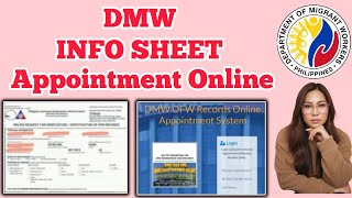 HOW TO GET INFO SHEET APPOINTMENT ONLINE| DMW OFW INFO SHEET | OFW INFORMATION SHEET | OFW RECORD