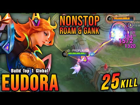 25 Kills!! Eudora ALLSTAR Skin NonStop Roam & Gank!! - Build Top 1 Global Eudora ~ MLBB