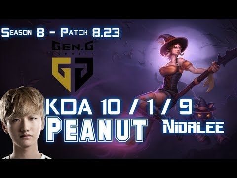 GEN Peanut NIDALEE vs LEE SIN Jungle - Patch 8.23 KR Ranked