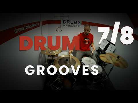 7/8 Beats Drum Lesson - Drum Grooves with Music Sheet on screen!
