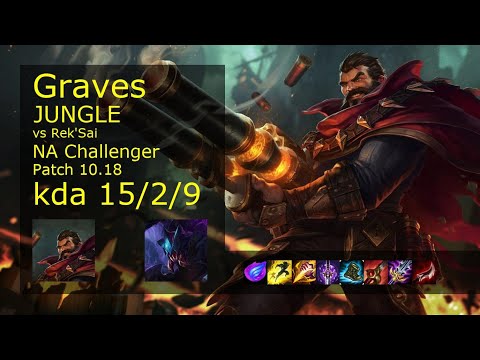 Graves Jungle vs Rek'Sai - NA Challenger 15/2/9 Patch 10.18 Gameplay