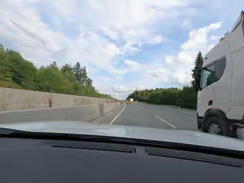 Driving in Germany Autobahn A9 from Leipzig to Hof, Bavaria