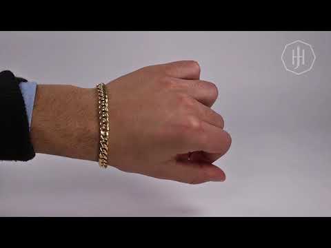 i28 - 9ct Gold Solid Heavy Italian Bevelled Edge Curb Bracelet - 8mm