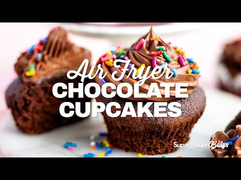 Air Fryer Chocolate Cupcakes | Supergolden Bakes