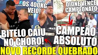 HISTÓRICO! BITELO FINALMENTE LEVANTA 400KG E CAI NO CHORO! DIONE CAMPEÃO OVERALL COM 400KG NO AGACHO